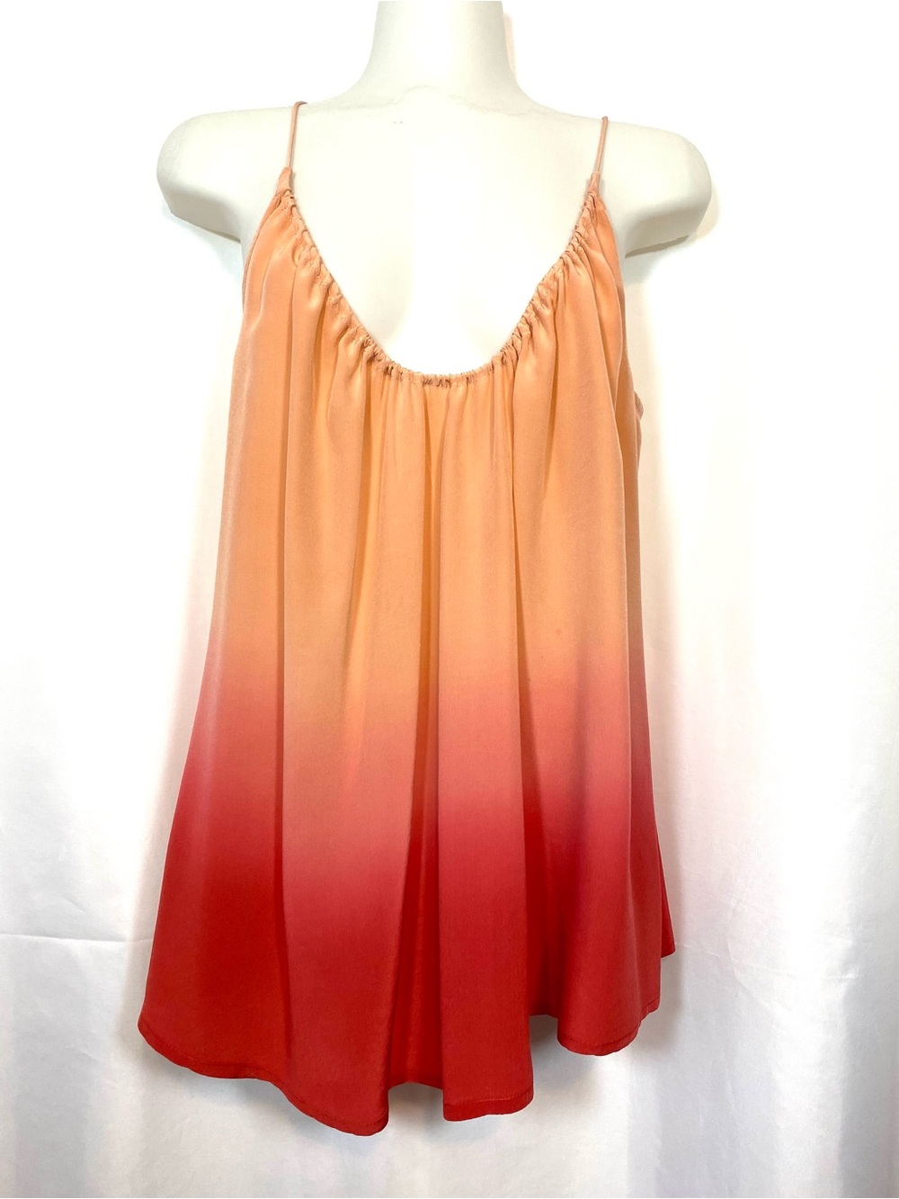 JOIE Peach Coral Ombre Silk Spaghetti Strap Camisole